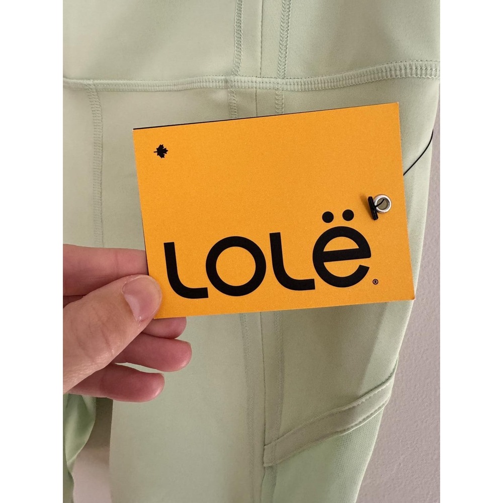 Lole Women's Light Green High Waisted Mesh Panel Bike Shorts NWT Large - Picture 7 of 9